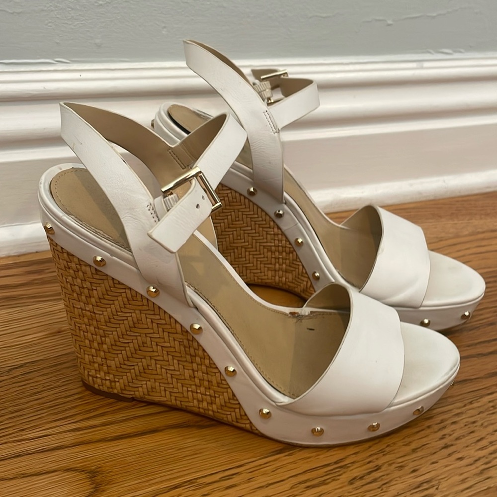 Michael Kors wedges, espadrilles, white with gold size 9.5